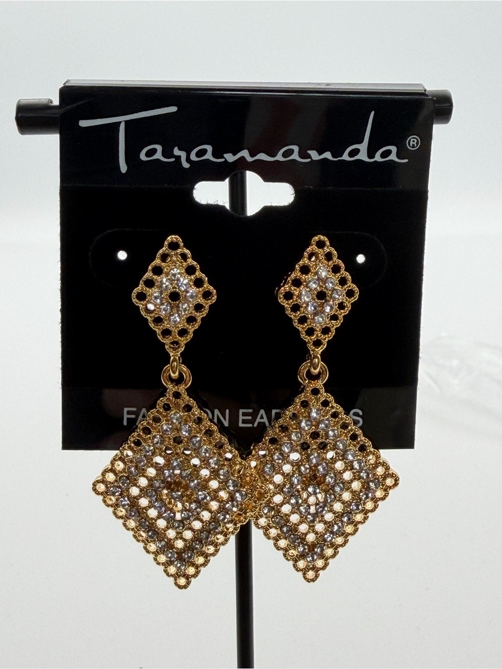Taramanda Gold Crystal Lattice Drop Earrings